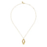 14K Yellow Plain Gold Augmented Marquise Shape Diamond Cut Pendant Necklace