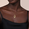 14K Yellow Plain Gold Augmented Marquise Shape Diamond Cut Pendant Necklace