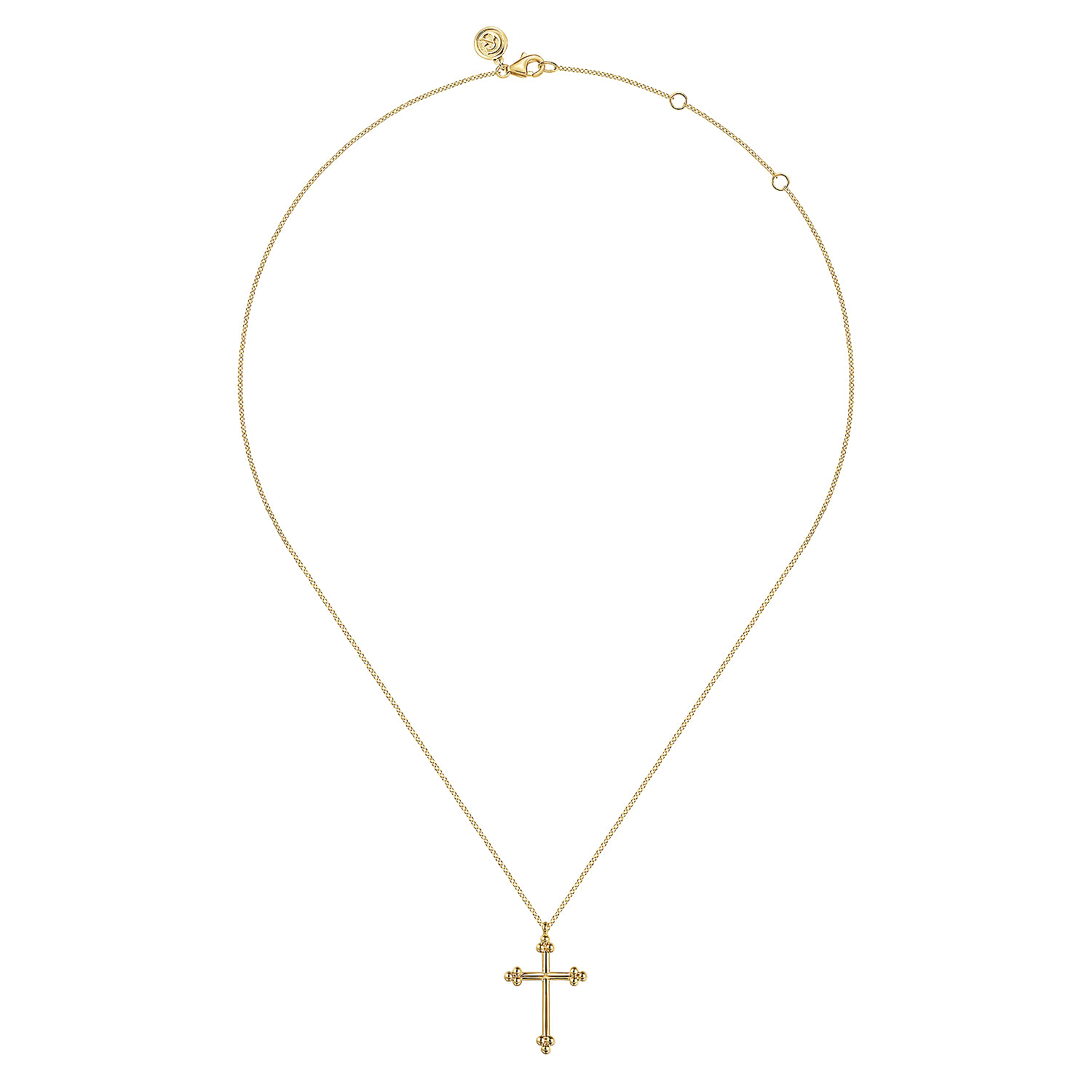 14K Yellow Plain Gold Bujukan 24mm Cross Necklace - Shot 2