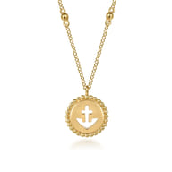 14K Yellow Plain Gold Bujukan Anchor Medallion Necklace