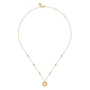 14K Yellow Plain Gold Bujukan Anchor Medallion Necklace