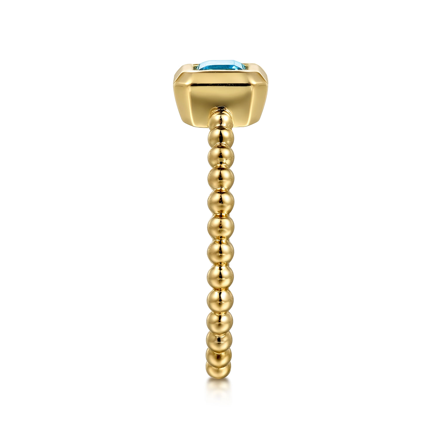 14K Yellow Plain Gold Bujukan And Blue Topaz Stackable Ring
