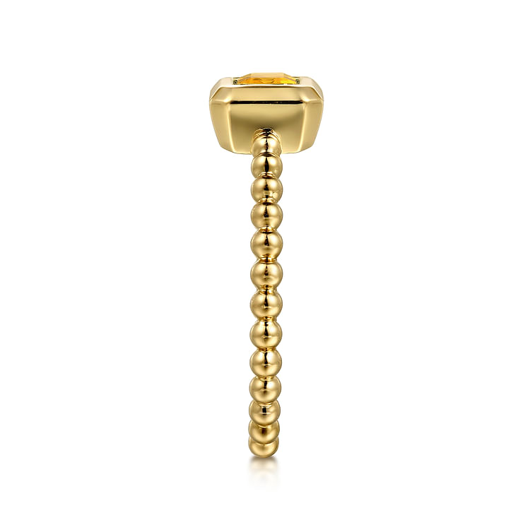 14K Yellow Plain Gold Bujukan And Citrine Stackable Ring