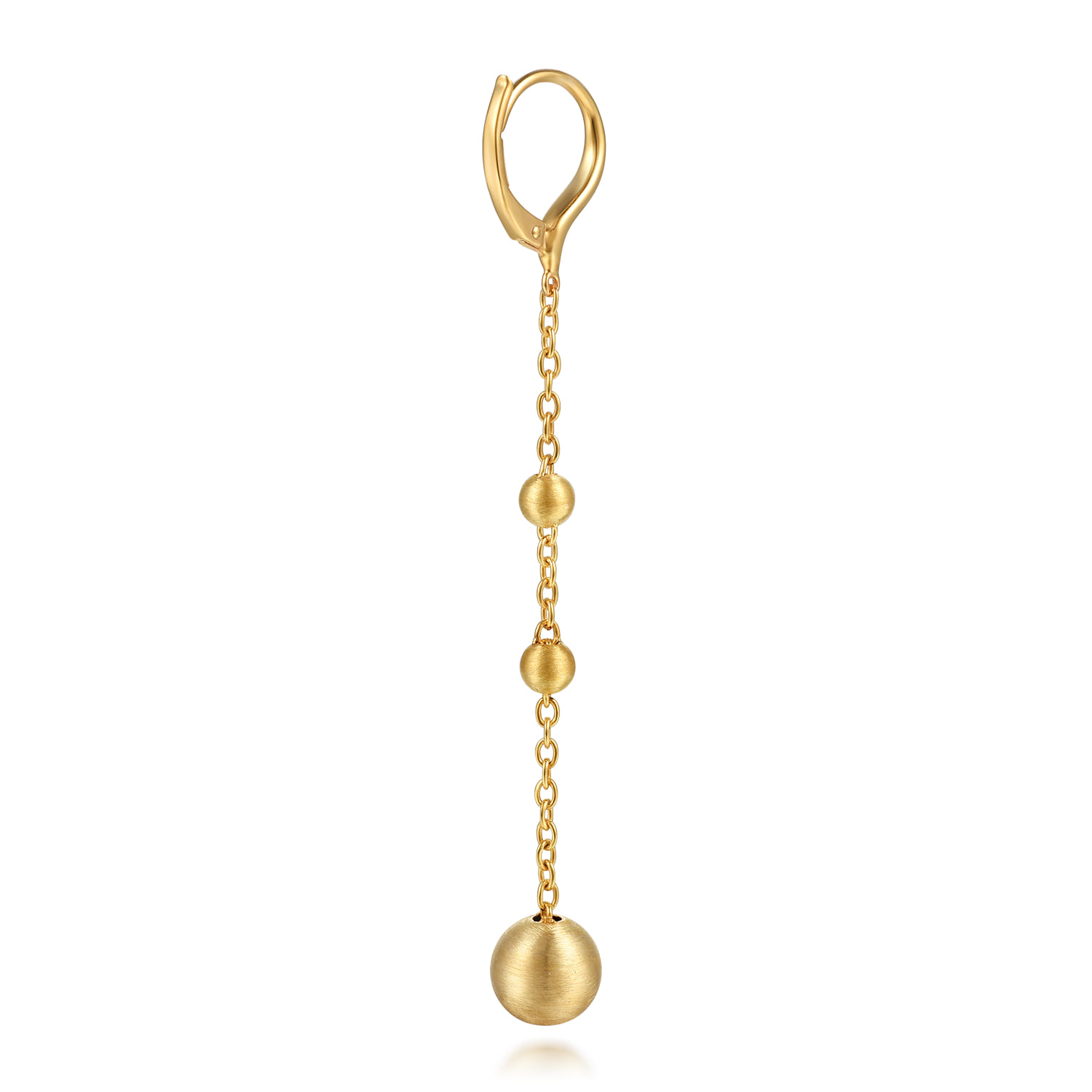 14K Yellow Plain Gold Bujukan Ball Leverback Drop Earrings - Shot 2
