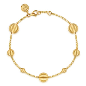 14K Yellow Plain Gold Bujukan Ball Station Bracelet