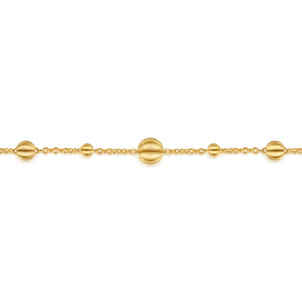 14K Yellow Plain Gold Bujukan Ball Station Bracelet