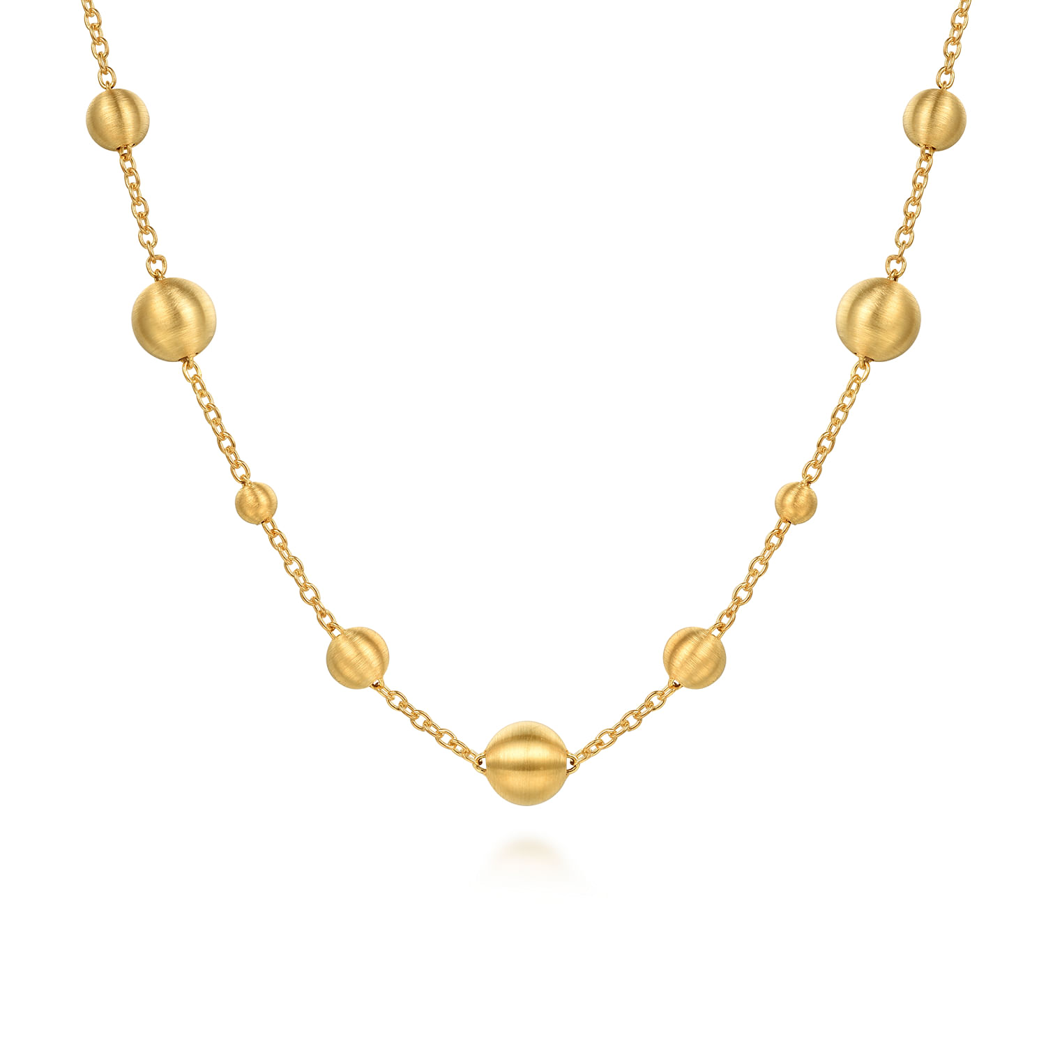 14K Yellow Plain Gold Bujukan Ball Station Necklace