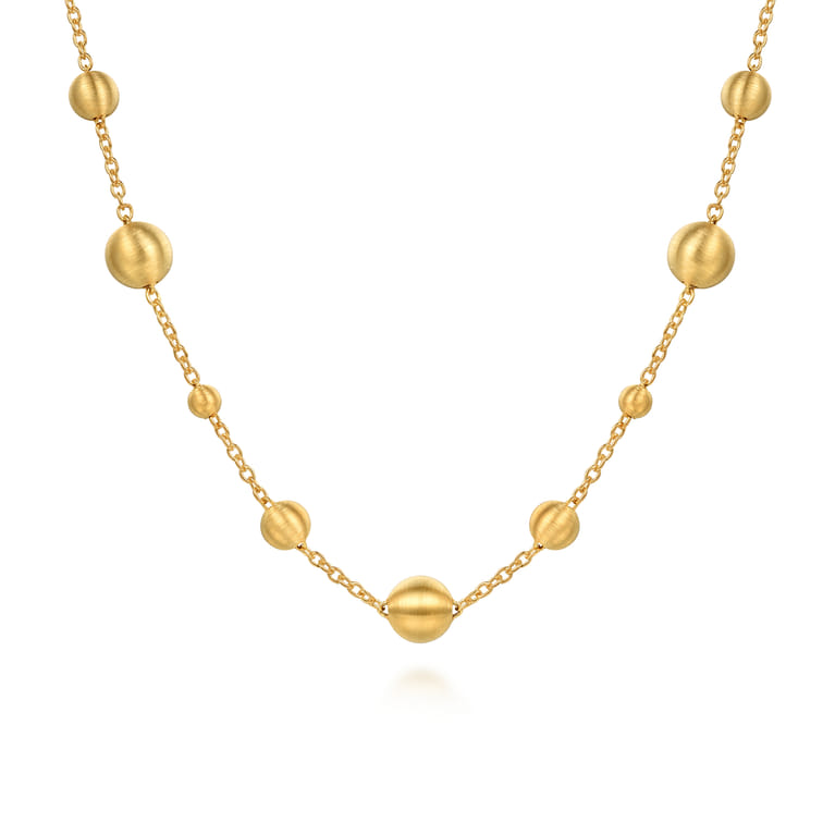 14K Yellow Plain Gold Bujukan Ball Station Necklace - Shot 1
