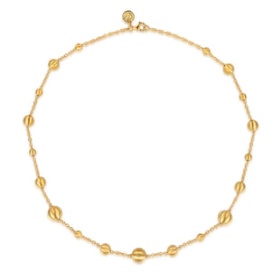 14K Yellow Plain Gold Bujukan Ball Station Necklace