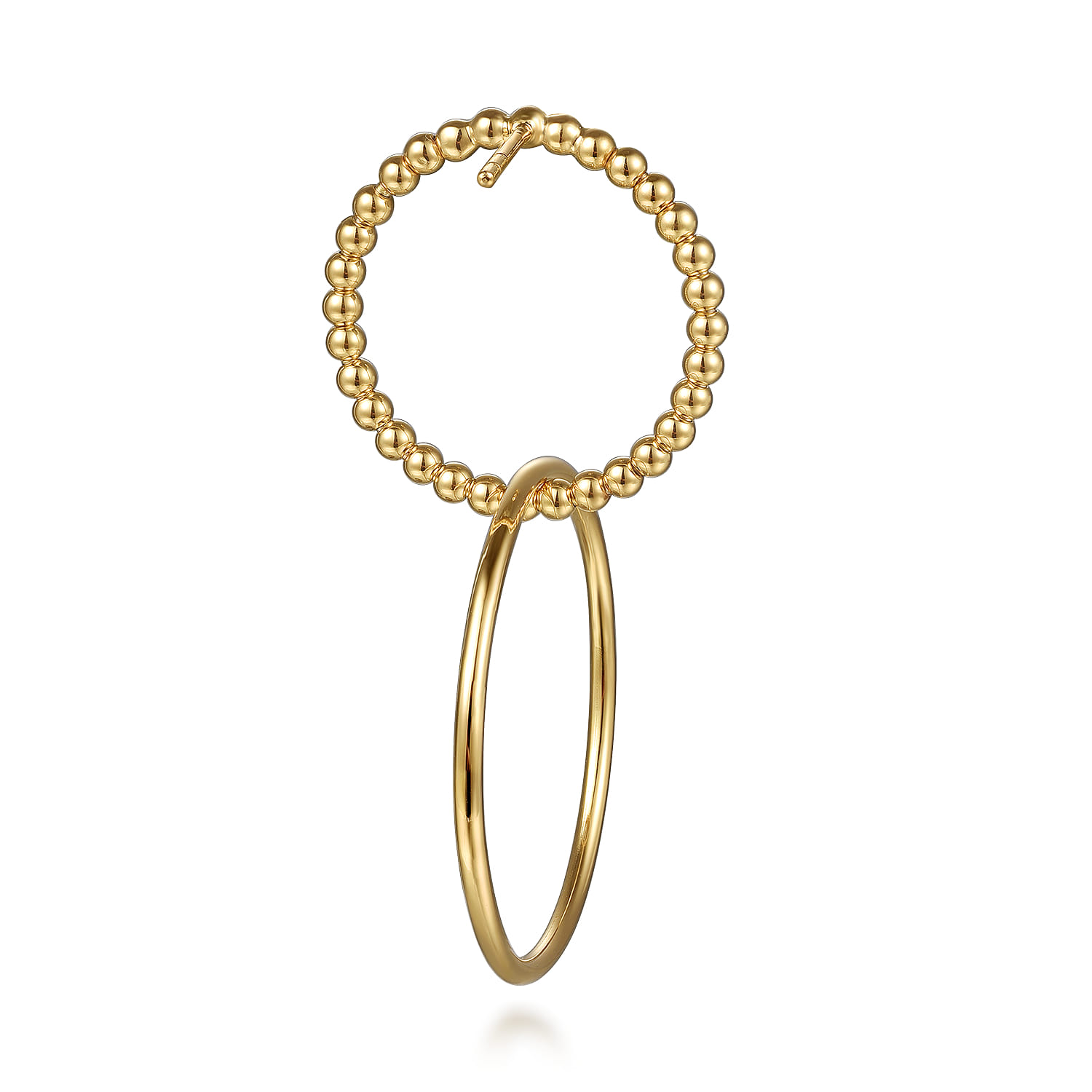 14K Yellow Plain Gold Bujukan Beads Stud Drop Earrings - Shot 3