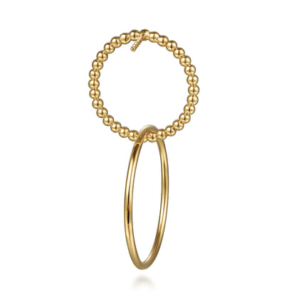 14K Yellow Plain Gold Bujukan Beads Stud Drop Earrings