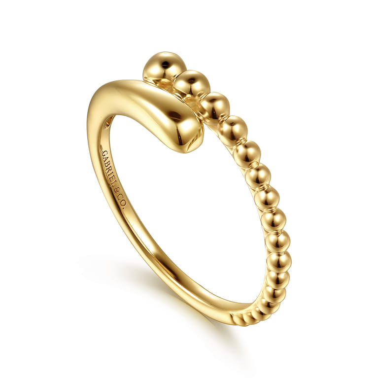 14K Yellow Plain Gold Bujukan Bypass Ring - Shot 3