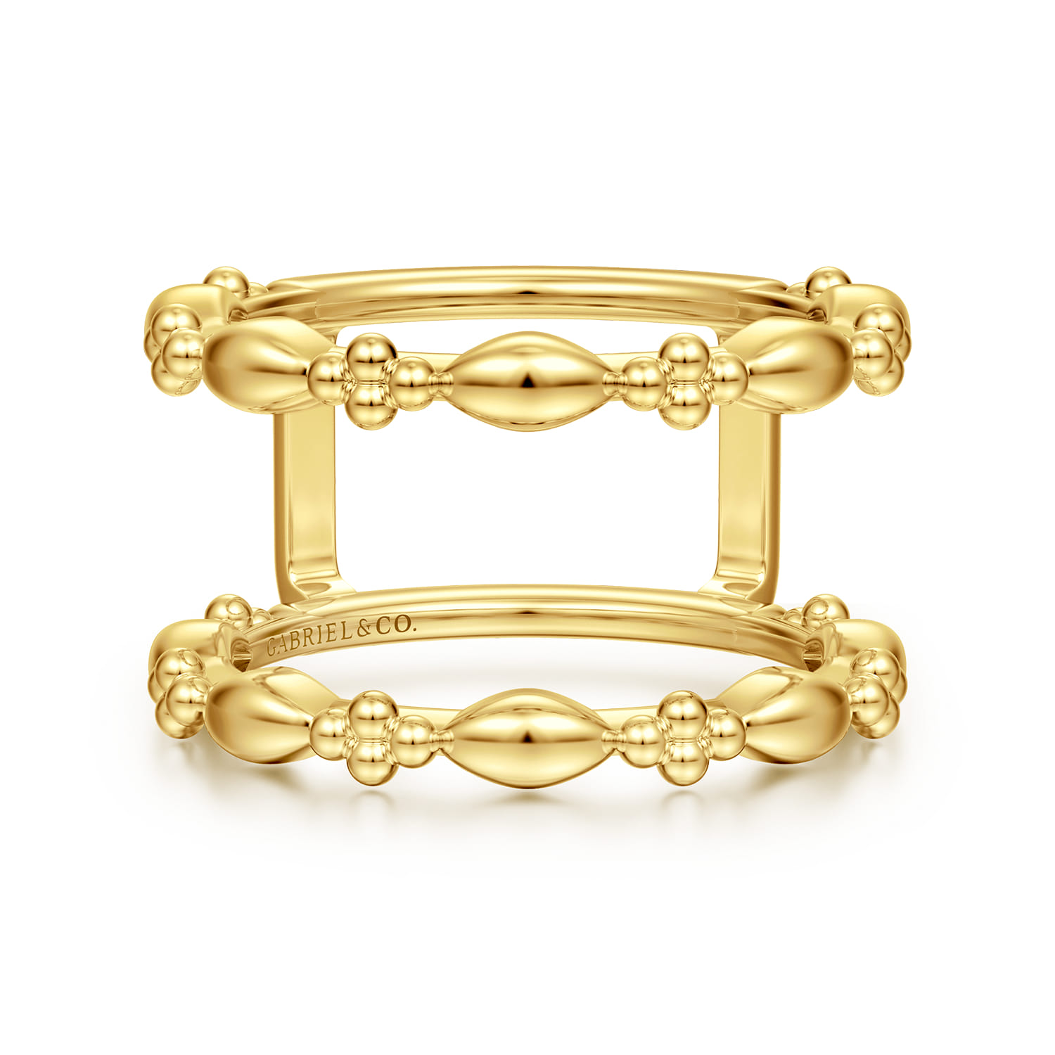 14K Yellow Plain Gold Bujukan Clover and Marquise Smart Ring Enhancer - Shot 1