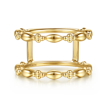 14K Yellow Plain Gold Bujukan Clover and Marquise Smart Ring Enhancer