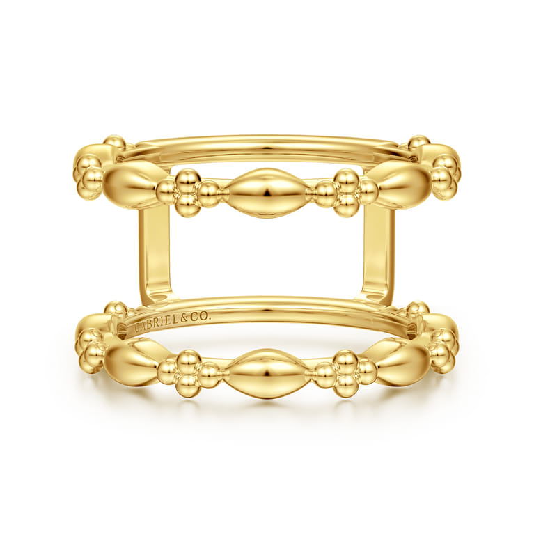 14K Yellow Plain Gold Bujukan Clover and Marquise Smart Ring Enhancer - Shot 1