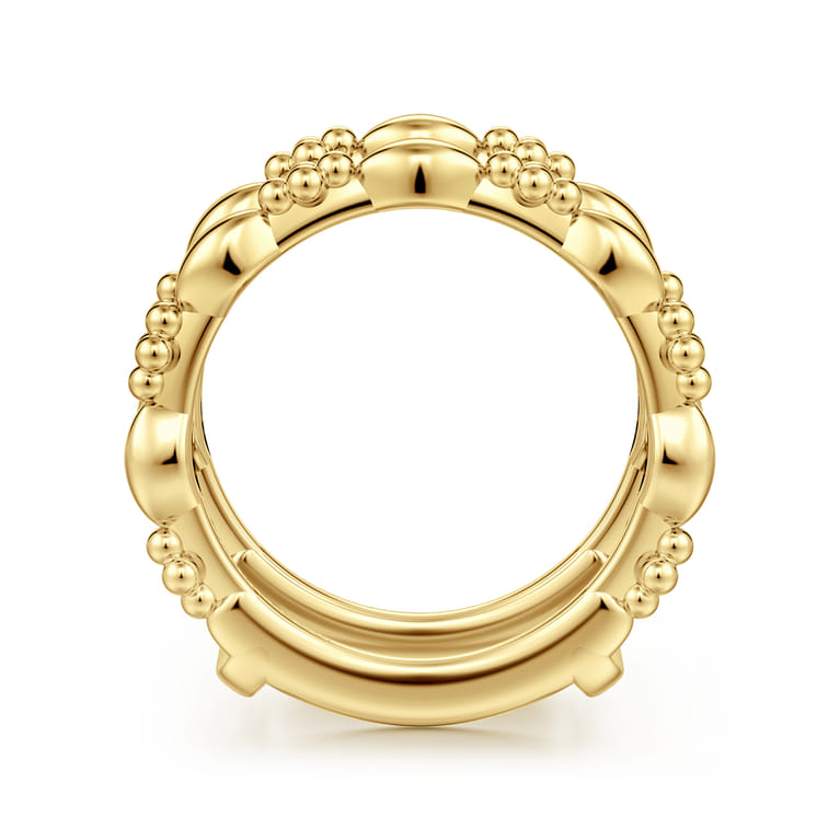 14K Yellow Plain Gold Bujukan Clover and Marquise Smart Ring Enhancer - Shot 2