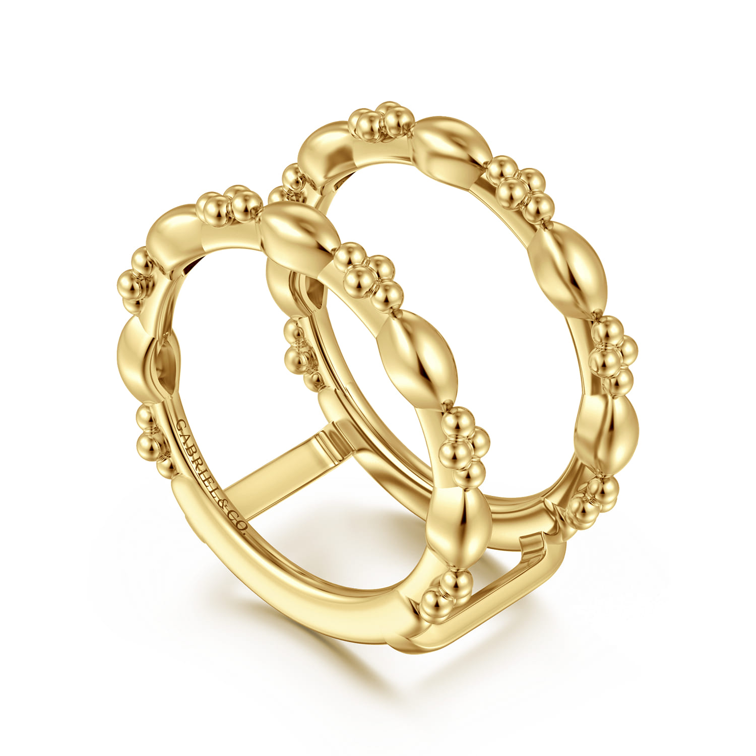 14K Yellow Plain Gold Bujukan Clover and Marquise Smart Ring Enhancer - Shot 3
