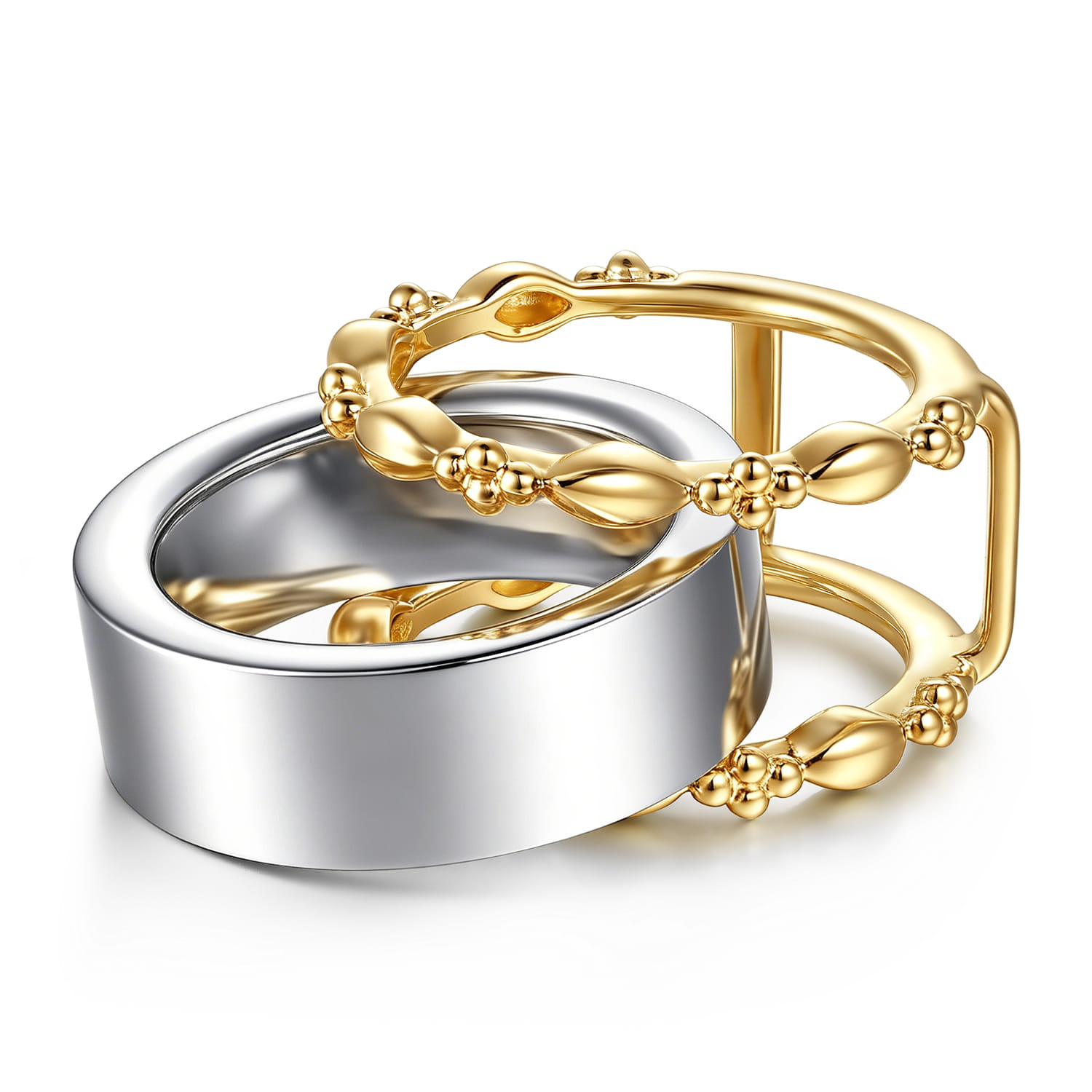 14K Yellow Plain Gold Bujukan Clover and Marquise Smart Ring Enhancer - Shot 6