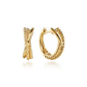 14K Yellow Plain Gold Bujukan Criss Cross Huggie Earrings
