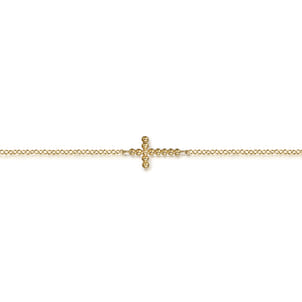 14K Yellow Plain Gold Bujukan Cross Bracelet