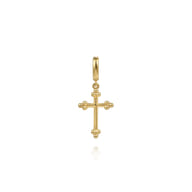 14K Yellow Plain Gold Bujukan Cross Charm Pendant With Detachable Bail