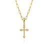 14K Yellow Plain Gold Bujukan Cross Charm Pendant With Detachable Bail