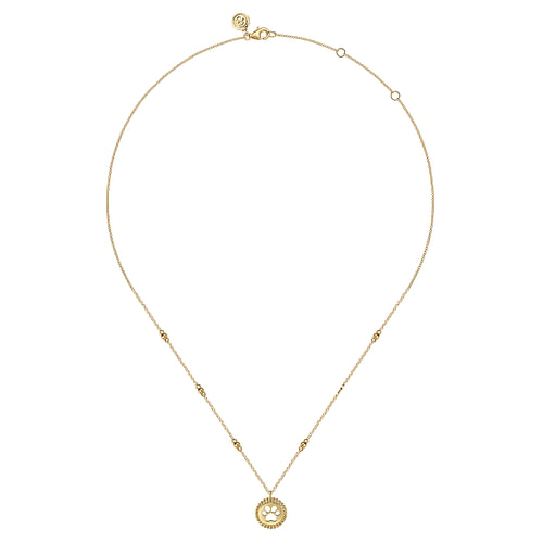 14K Yellow Plain Gold Bujukan Dog Paw Medallion Necklace | Shop 14k ...