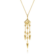 14K Yellow Plain Gold Bujukan Drop Chandelier Necklace
