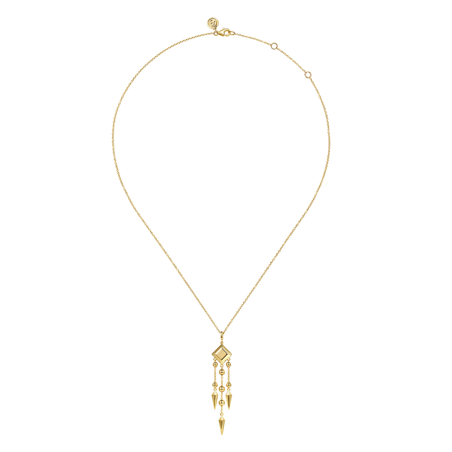 14K Yellow Plain Gold Bujukan Drop Chandelier Necklace - Shot 2