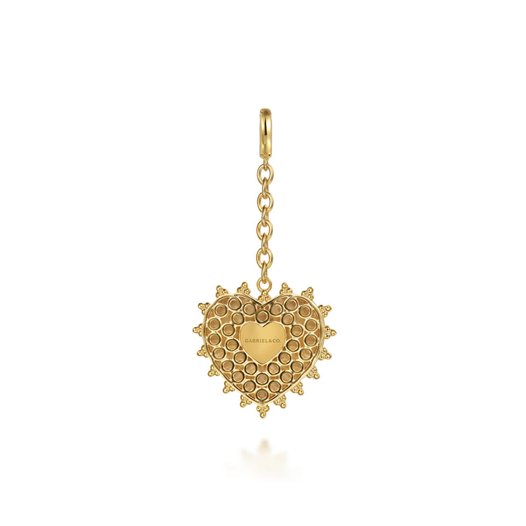 14K Yellow Plain Gold Bujukan Engravable Heart Medallion Pendant With Detachable Bail - Shot 2