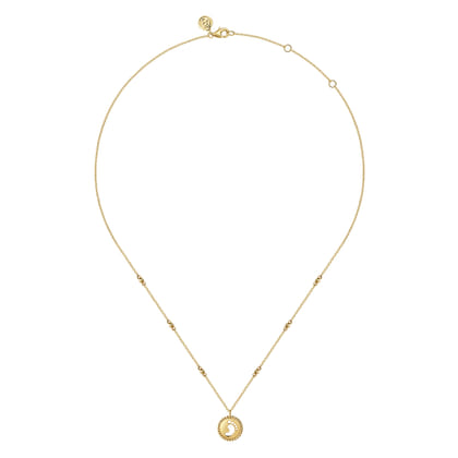 14K Yellow Plain Gold Bujukan Footprint Medallion Necklace