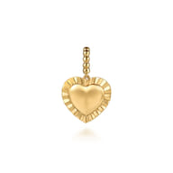 14K Yellow Plain Gold Bujukan Heart Medallion Pendant With Detachable Bail