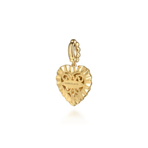 14K Yellow Plain Gold Bujukan Heart Medallion Pendant With Detachable Bail