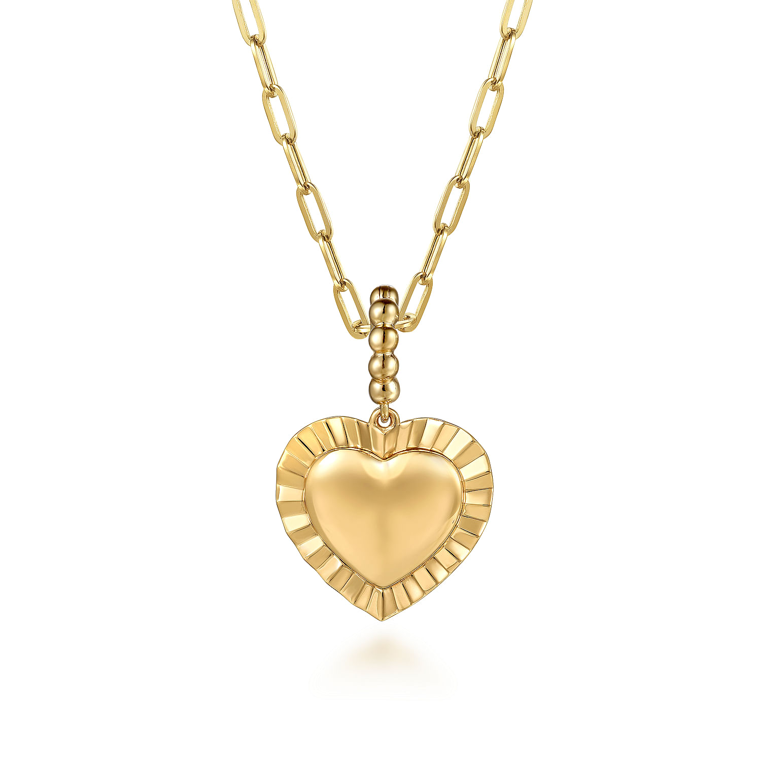 14K Yellow Plain Gold Bujukan Heart Medallion Pendant With Detachable Bail
