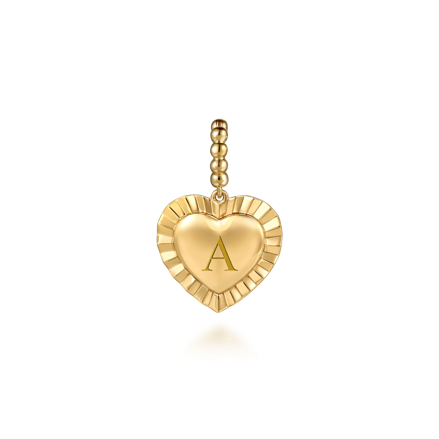 14K Yellow Plain Gold Bujukan Heart Medallion Pendant With Detachable Bail