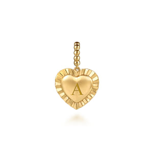 14K Yellow Plain Gold Bujukan Heart Medallion Pendant With Detachable Bail