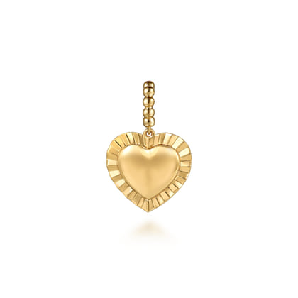 14K Yellow Plain Gold Bujukan Heart Medallion Pendant with Detachable Bail
