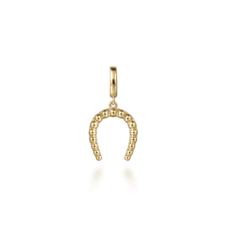 14K Yellow Plain Gold Bujukan Horseshoe Charm Pendant With Detachable Bail - Shot 1