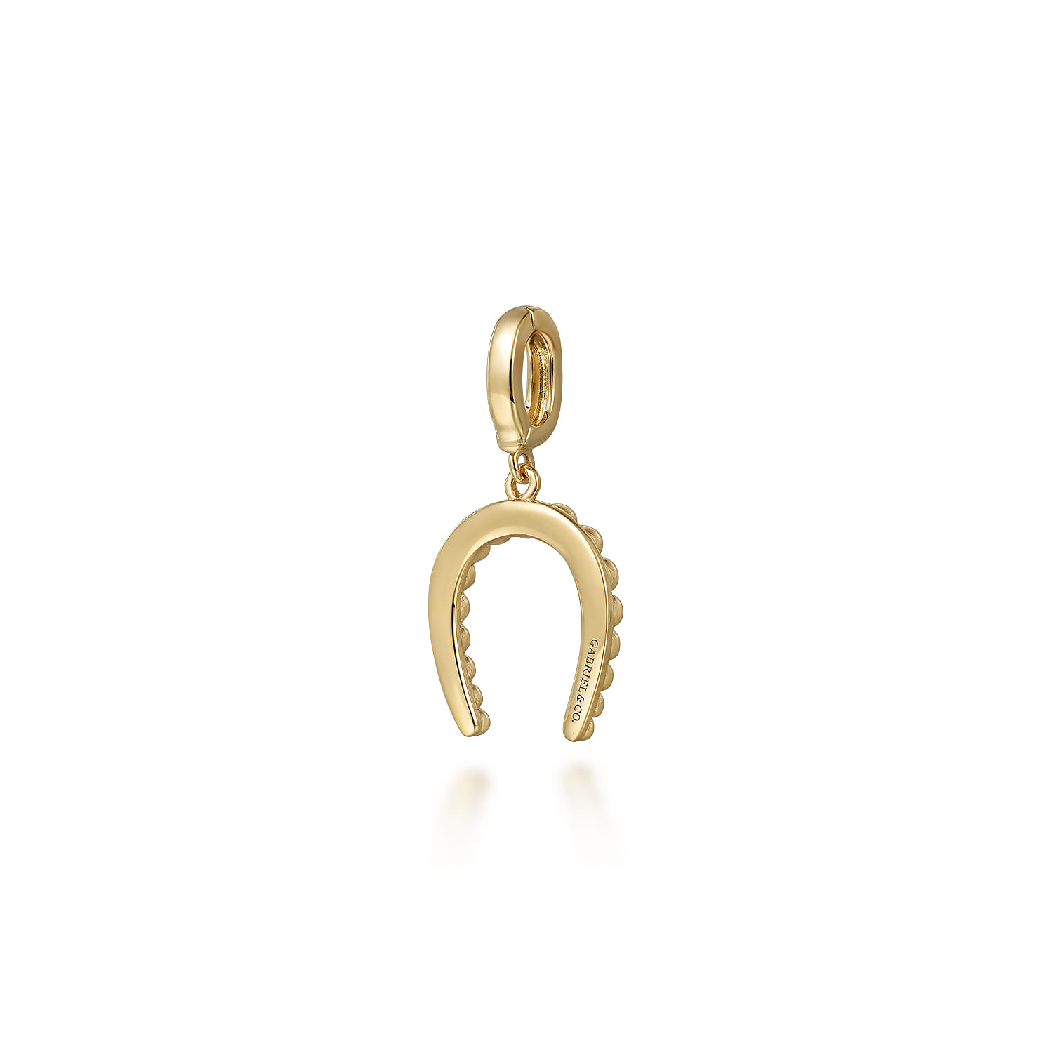 14K Yellow Plain Gold Bujukan Horseshoe Charm Pendant With Detachable Bail - Shot 2