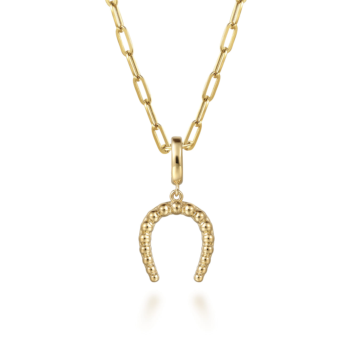 14K Yellow Plain Gold Bujukan Horseshoe Charm Pendant With Detachable Bail - Shot 3