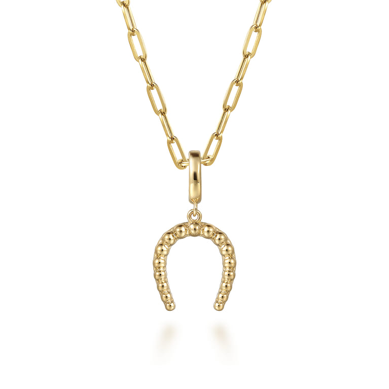 14K Yellow Plain Gold Bujukan Horseshoe Charm Pendant With Detachable Bail - Shot 3