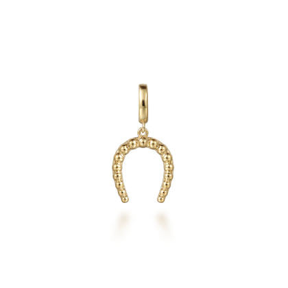 14K Yellow Plain Gold Bujukan Horseshoe Charm Pendant with Detachable Bail