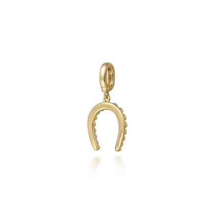 14K Yellow Plain Gold Bujukan Horseshoe Charm Pendant with Detachable Bail
