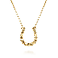 14K Yellow Plain Gold Bujukan Horseshoe Pendant Necklace