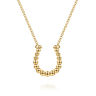 14K Yellow Plain Gold Bujukan Horseshoe Pendant Necklace