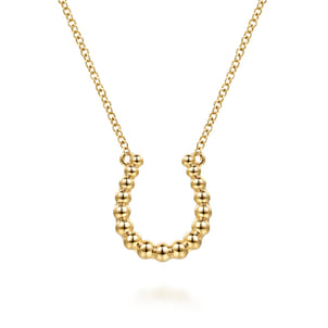14K Yellow Plain Gold Bujukan Horseshoe Pendant Necklace