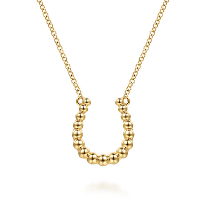 14K Yellow Plain Gold Bujukan Horseshoe Pendant Necklace