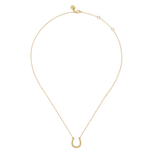 14K Yellow Plain Gold Bujukan Horseshoe Pendant Necklace