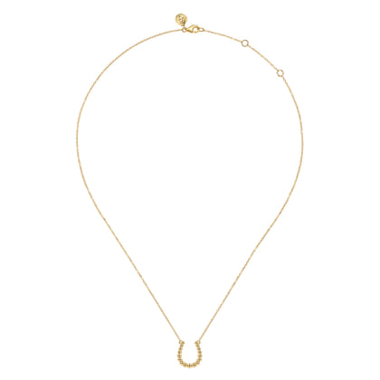14K Yellow Plain Gold Bujukan Horseshoe Pendant Necklace