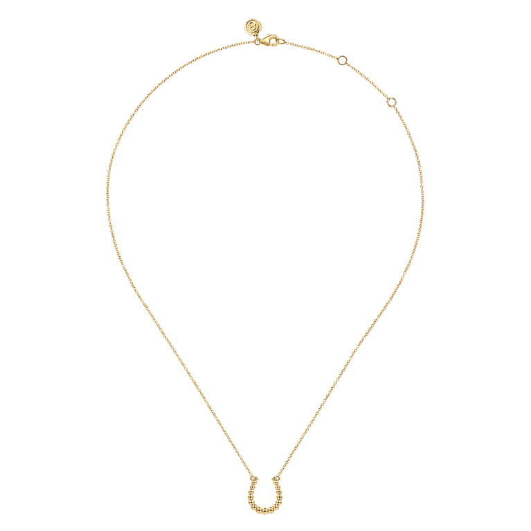 14K Yellow Plain Gold Bujukan Horseshoe Pendant Necklace - Shot 2